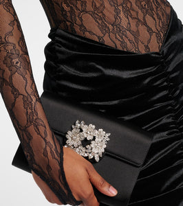 The New Arrivals Ilkyaz Ozel Sianni in Midnight Sky ruched lace and velvet gown