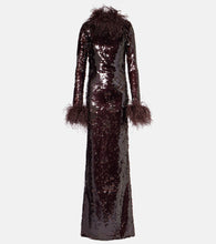 The New Arrivals Ilkyaz Ozel Zouzou feather-trimmed sequined gown. 新款 Ilkyaz Ozel Zouzou 羽毛镶边亮片礼服