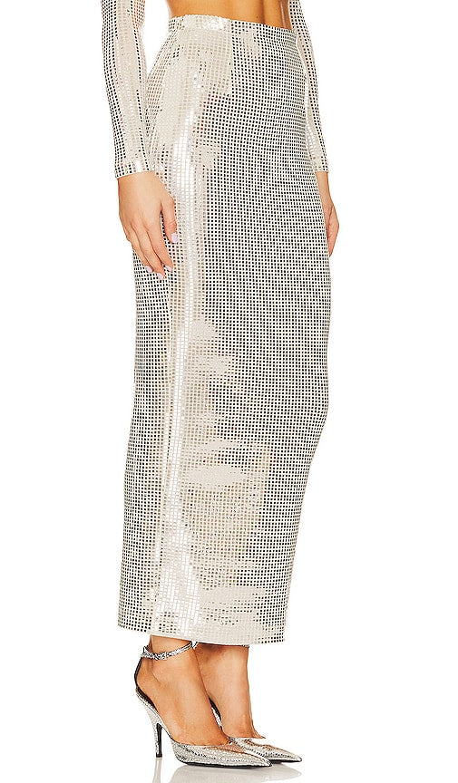 The New Arrivals by Ilkyaz Ozel Sirena Skirt in Metallic Silver