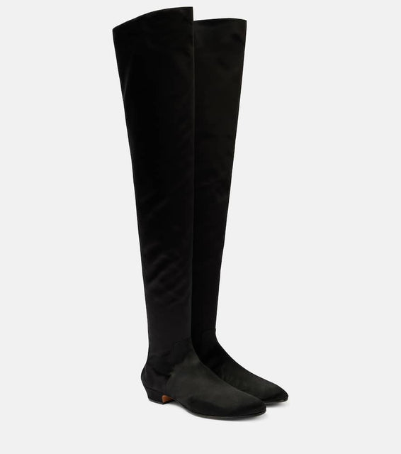 The Row Awar satin over-the-knee boots