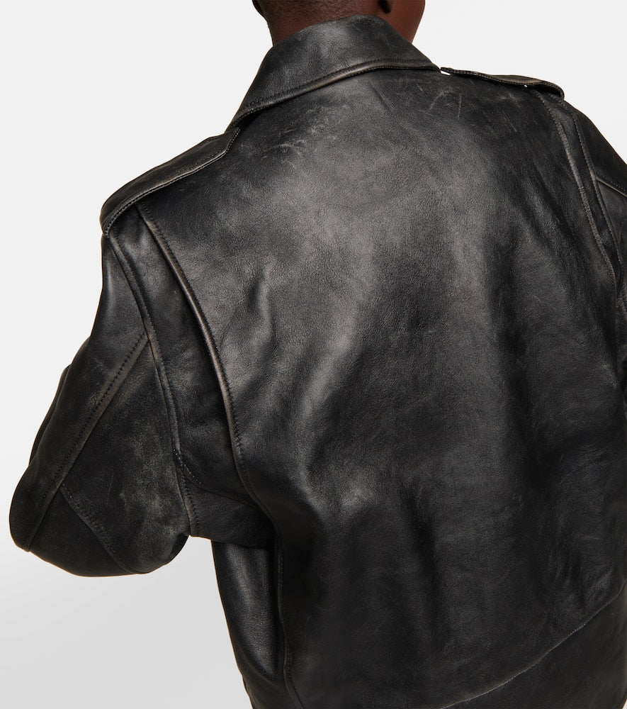 The Row Catilina leather biker jacket