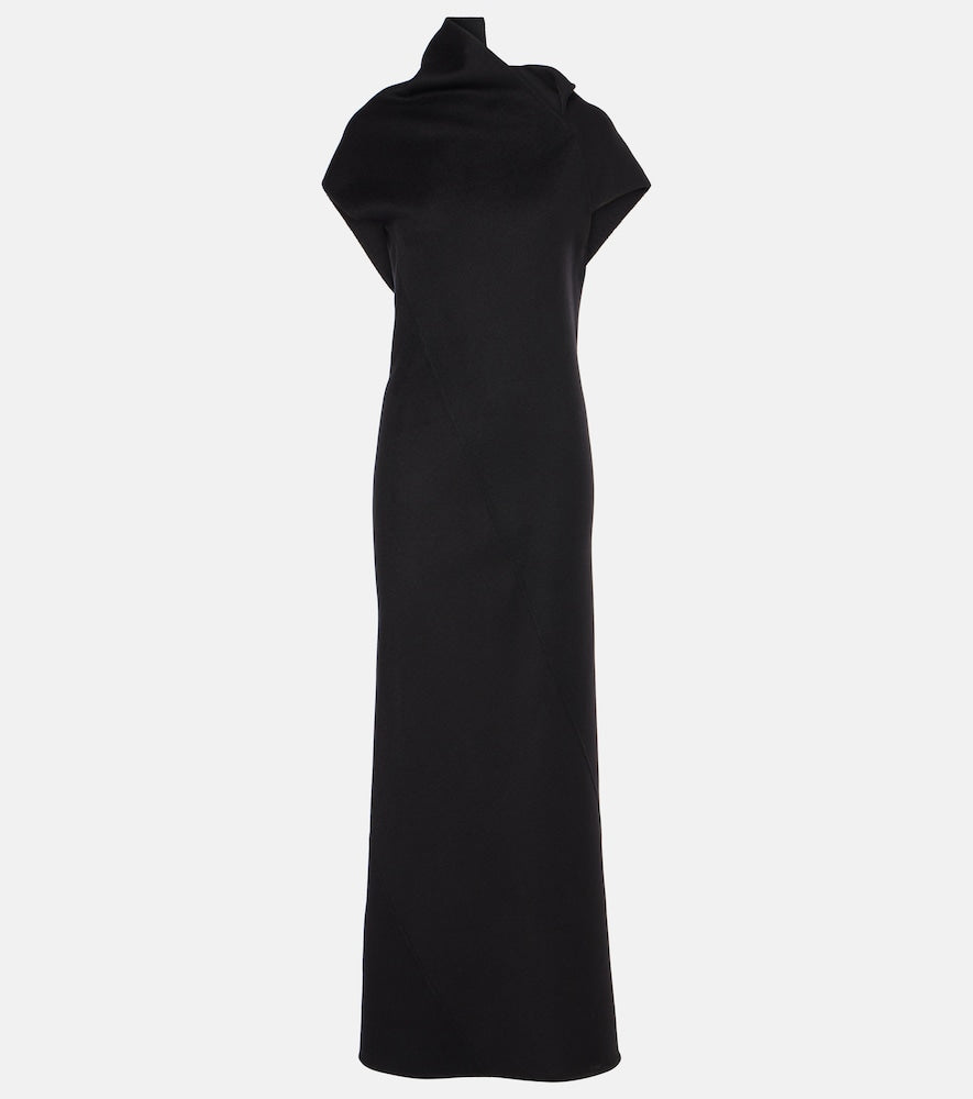 The Row Kamil paneled cashmere gown. Row Kamil 拼接羊绒礼服