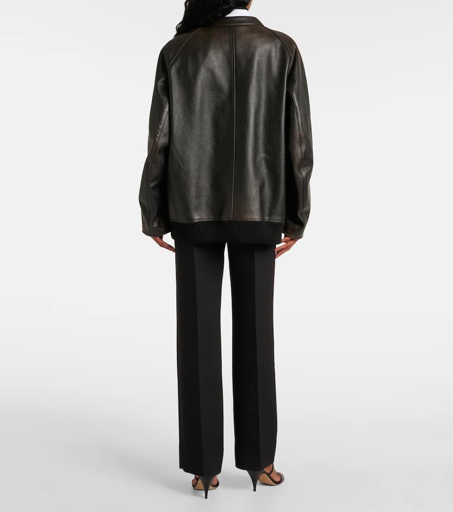 The Row Kengia leather bomber jacket