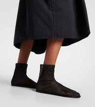 The Row Leather-trimmed mesh ankle boots