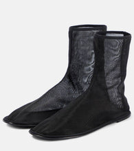 The Row Leather-trimmed mesh ankle boots