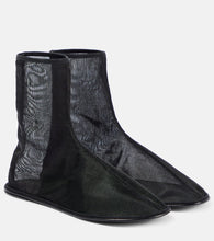 The Row Leather-trimmed mesh ankle boots