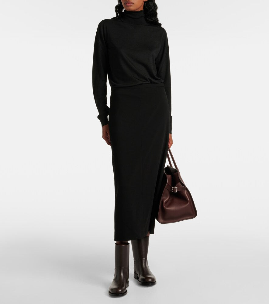 The Row Matias wool-blend midi skirt