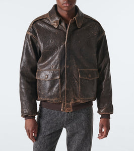 The Row Orwell distressed leather jacket