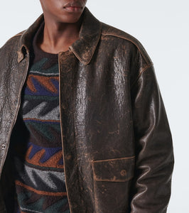 The Row Orwell distressed leather jacket