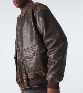 The Row Orwell distressed leather jacket