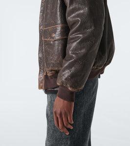 The Row Orwell distressed leather jacket