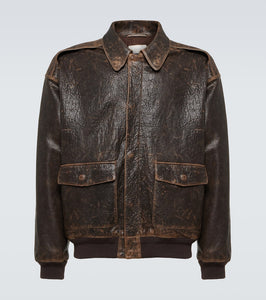 The Row Orwell distressed leather jacket