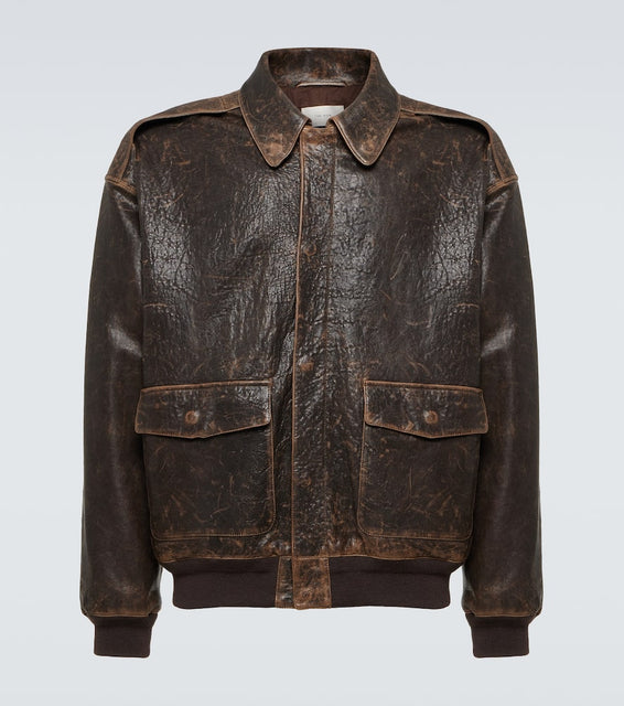 The Row Orwell distressed leather jacket