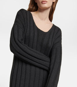 The Row Ribbed-knit wool maxi dress