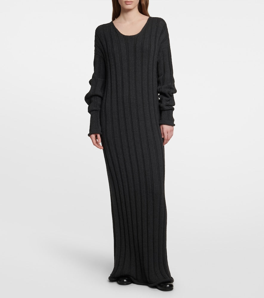 The Row Ribbed-knit wool maxi dress