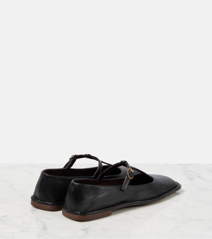 The Row Square T-Strap leather flats