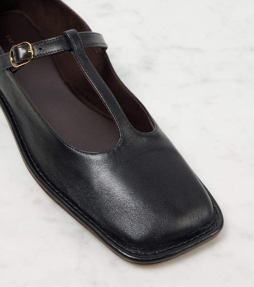 The Row Square T-Strap leather flats