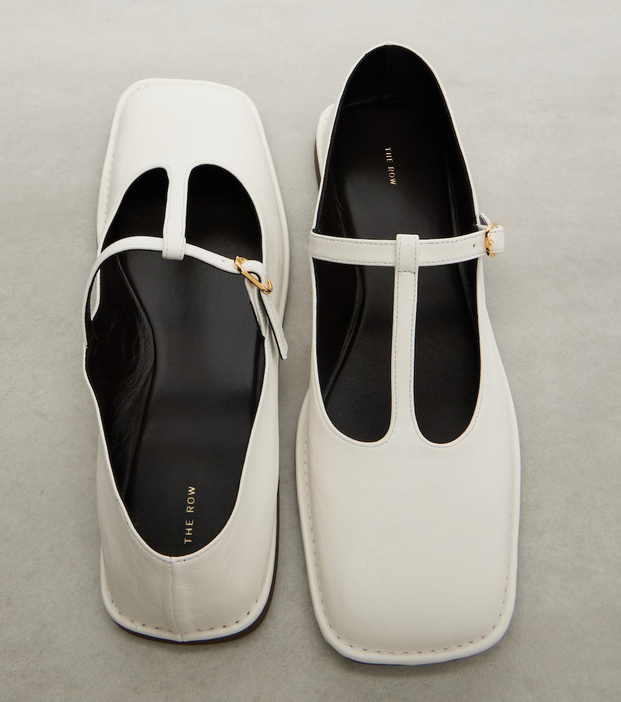 The Row Square leather ballet flats