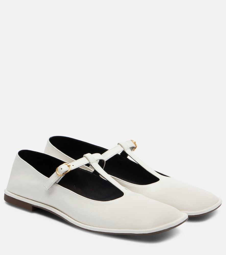 The Row Square leather ballet flats