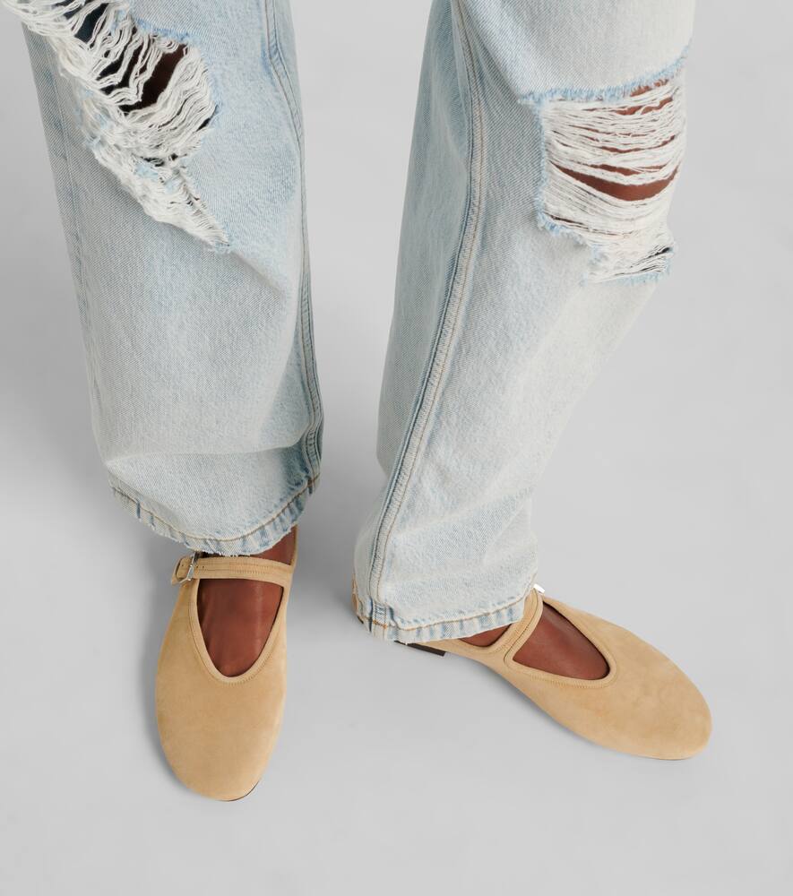 The Row Suede Mary Jane flats