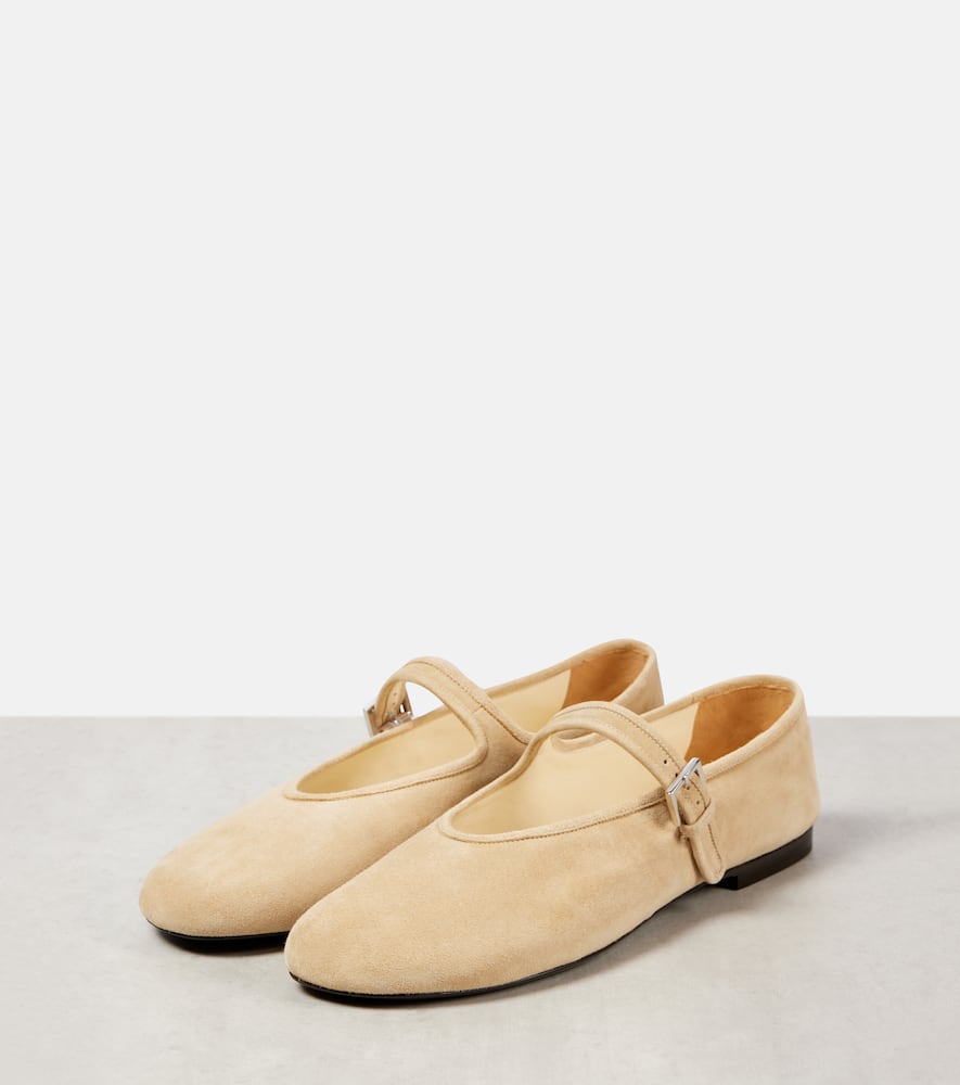 The Row Suede Mary Jane flats