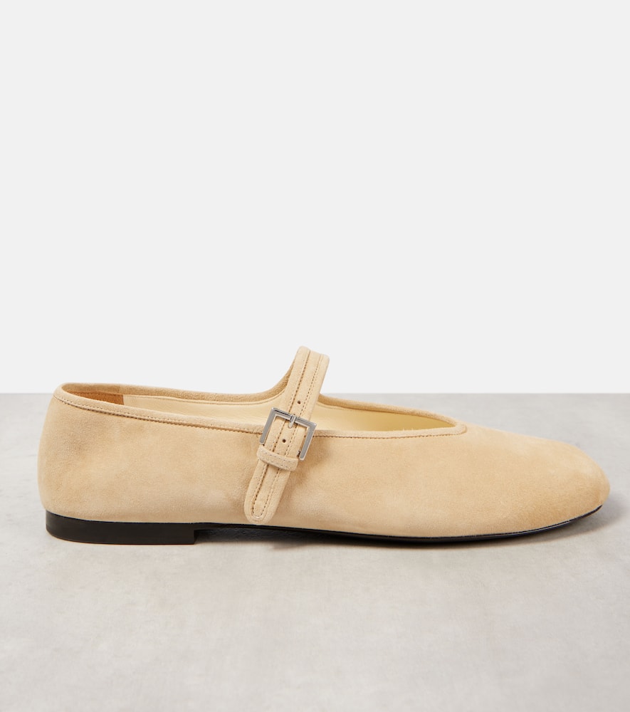 The Row Suede Mary Jane flats