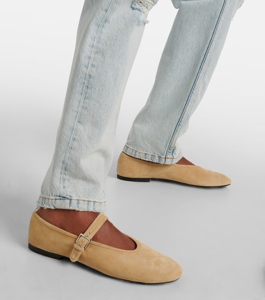 The Row Suede Mary Jane flats