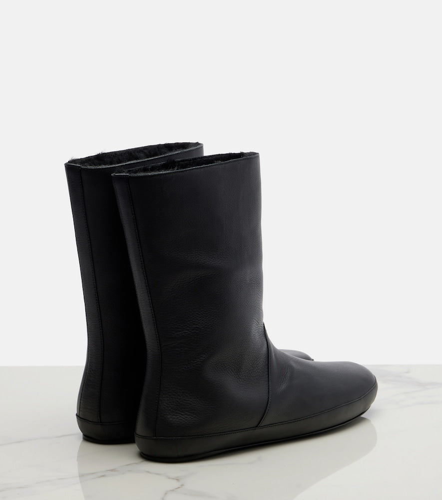 The Row Toni shearling-lined leather ankle boots