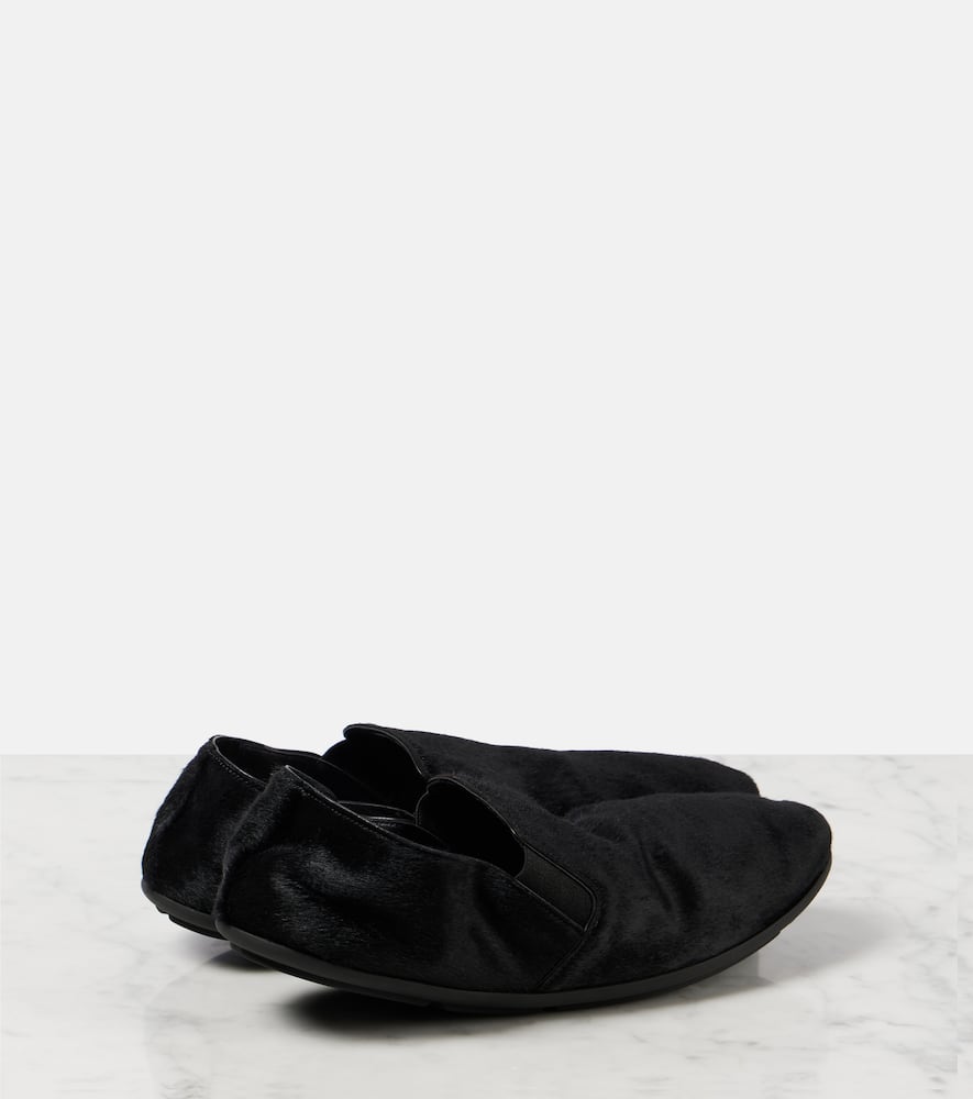 The Row Vincit pony hair slip-on shoes