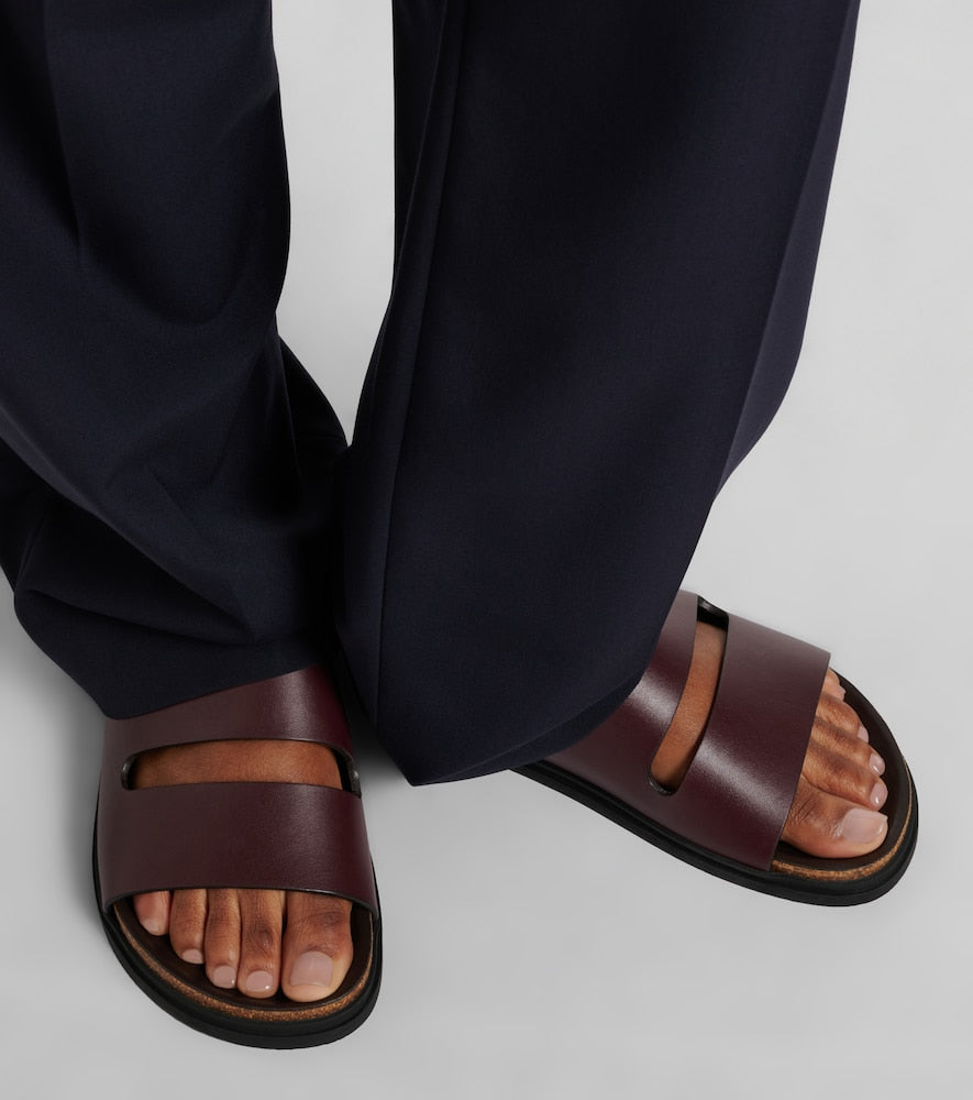The Row Band leather slides in Burgundy - Slides