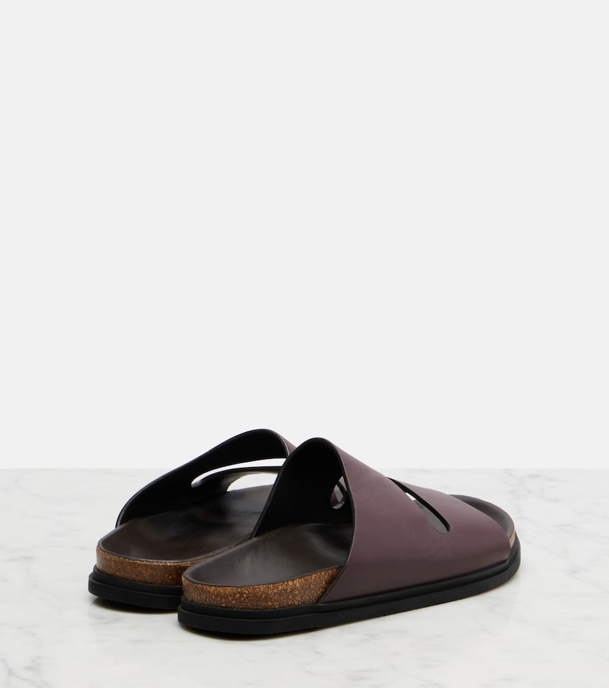 The Row Band leather slides in Burgundy - Slides