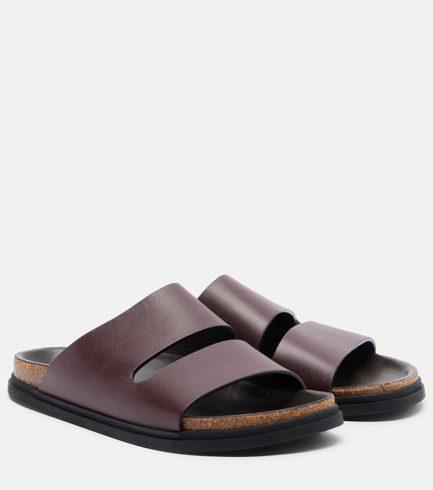 The Row Band leather slides in Burgundy - Slides
