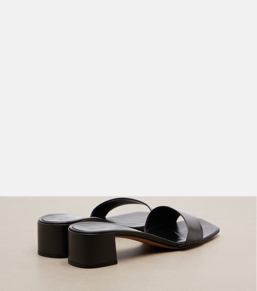 The Row Chocolate leather mules - Brown Heeled Sandals