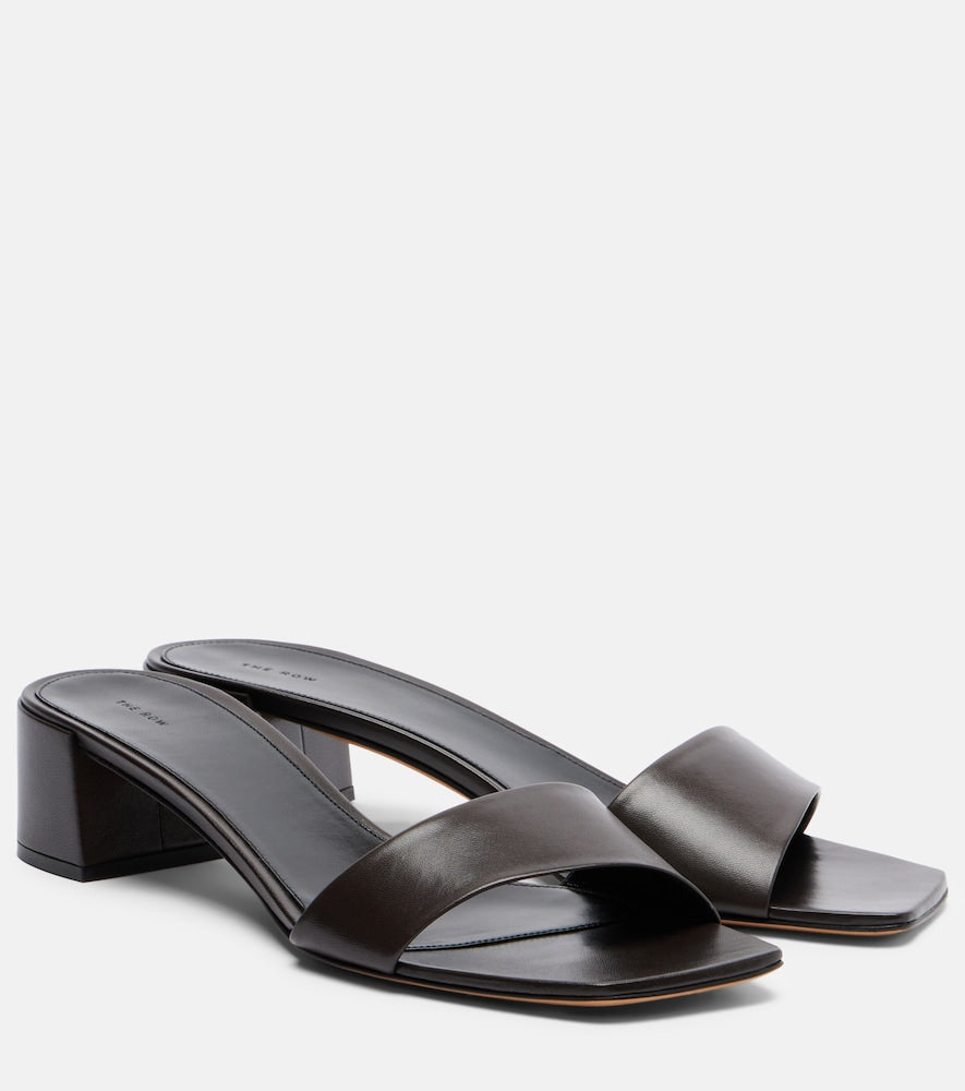 The Row Chocolate leather mules - Brown Heeled Sandals