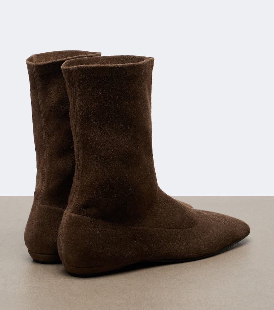 The Row Cindy suede ankle boots - Brown Flat Boots