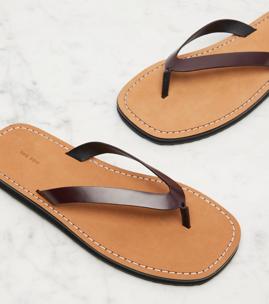The Row City leather thong sandals in Burgundy - Flat Sandals
