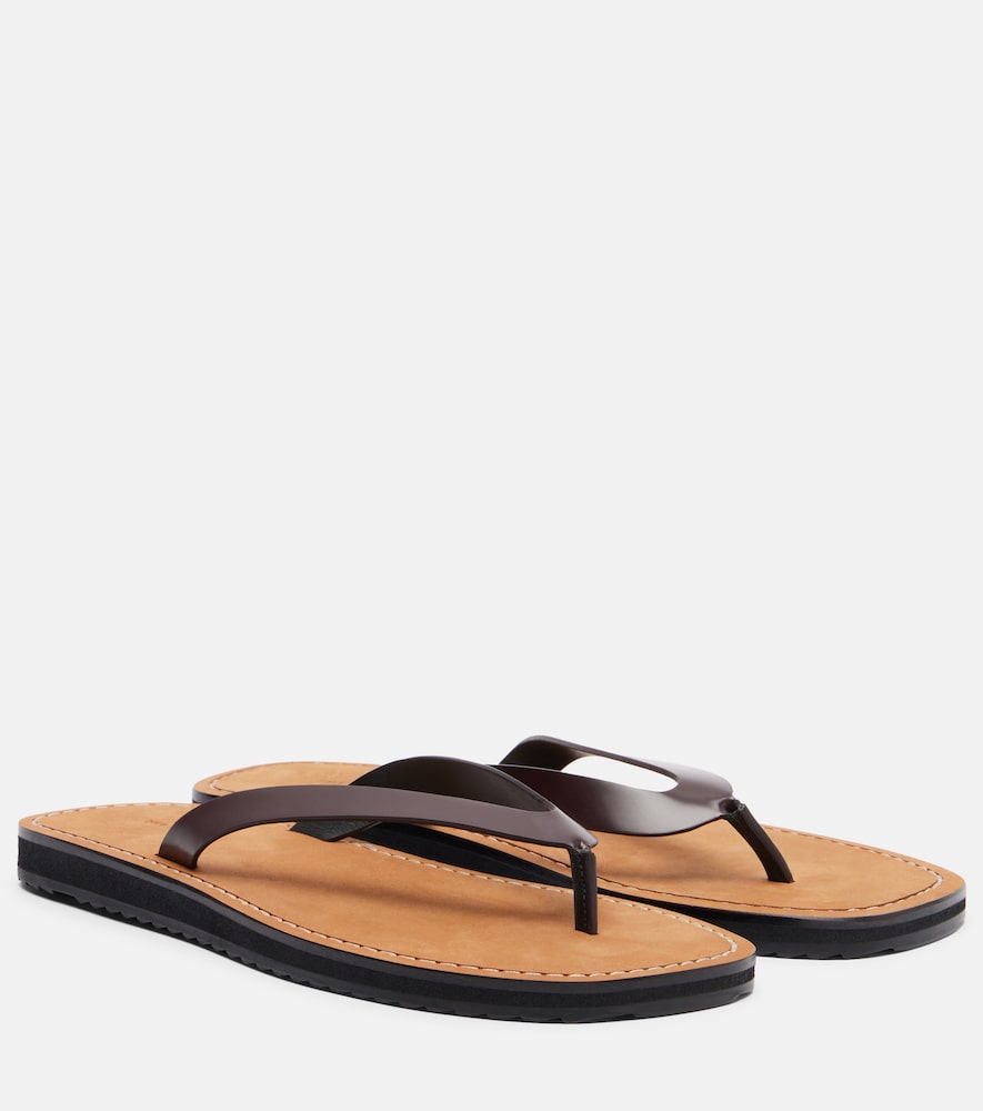 The Row City leather thong sandals in Burgundy - Flat Sandals