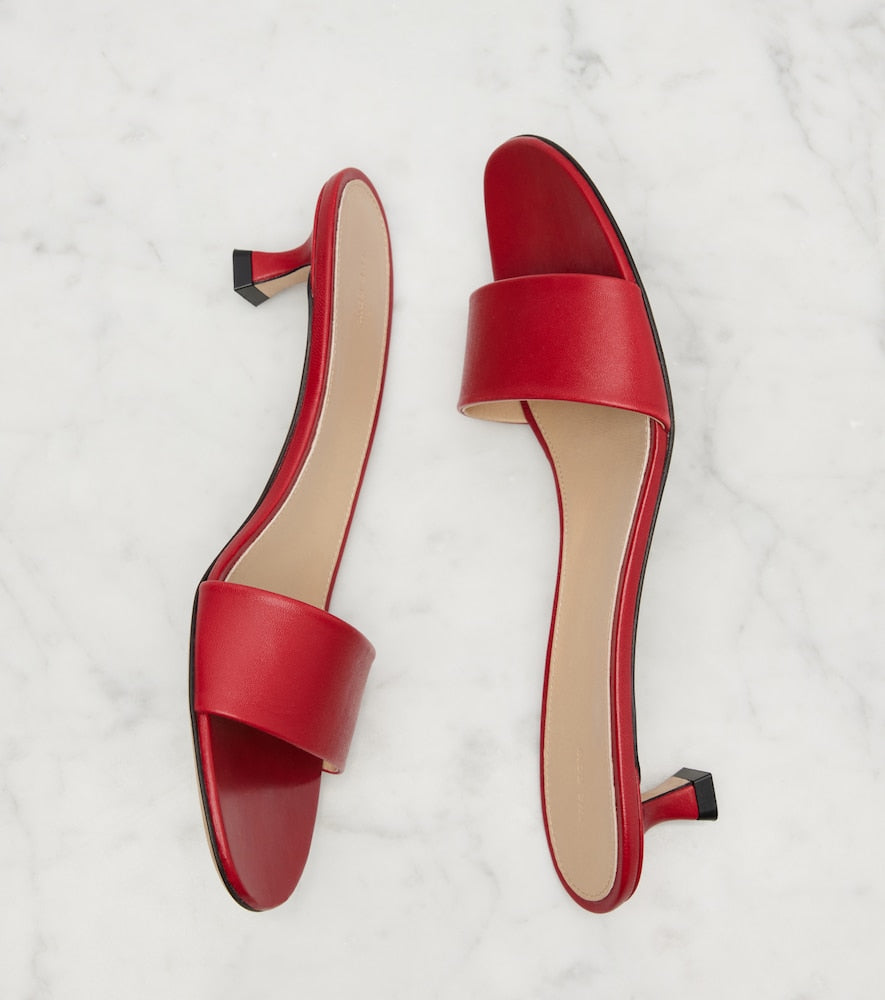 Red The Row Combo leather slides - Heeled Sandals