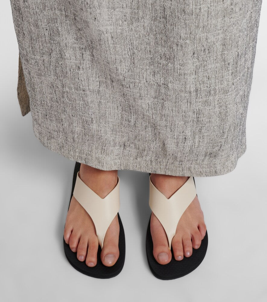 The Row Dune Classic leather thong sandals in White - Flat Sandals