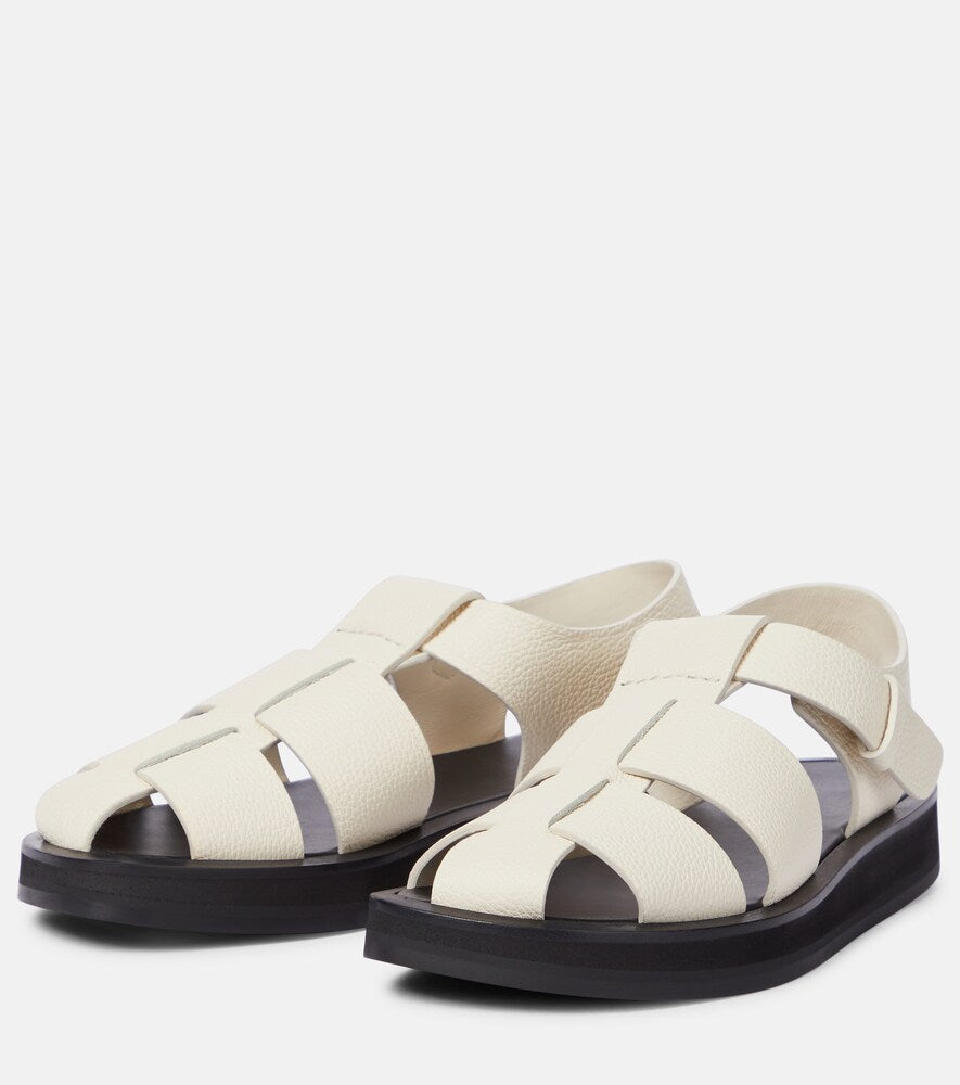 The Row Fisherman leather sandals in White - Flat Sandals
