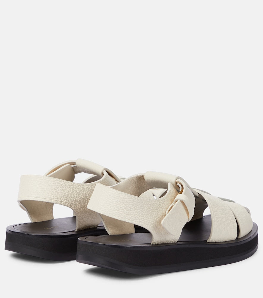 The Row Fisherman leather sandals in White - Flat Sandals