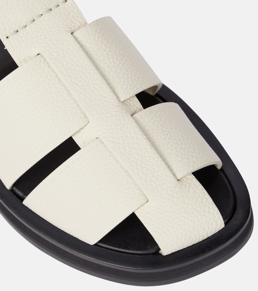 The Row Fisherman leather sandals in White - Flat Sandals