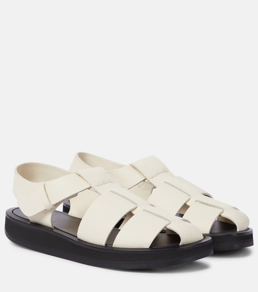 The Row Fisherman leather sandals in White - Flat Sandals