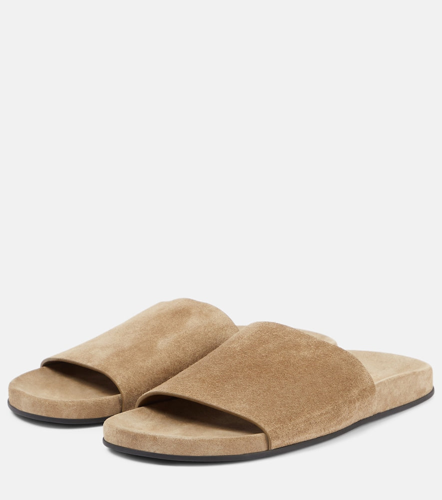 The Row Hugh suede slides in Beige - Slides