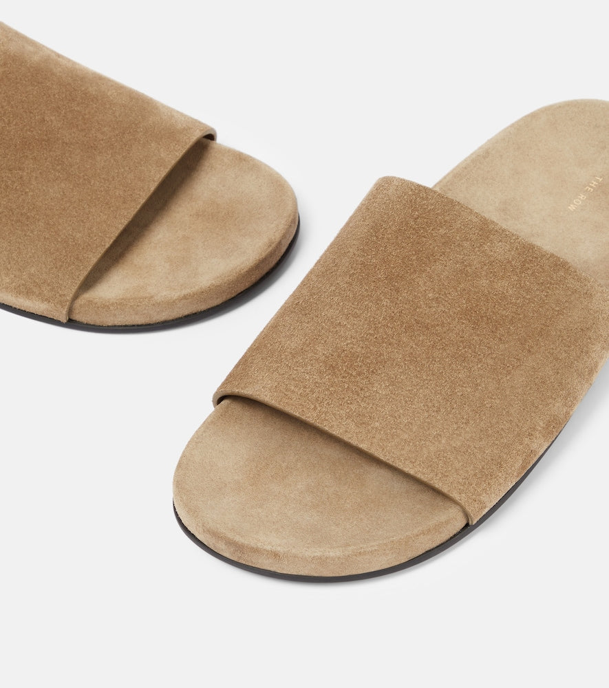 The Row Hugh suede slides in Beige - Slides