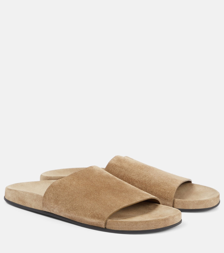 The Row Hugh suede slides in Beige - Slides