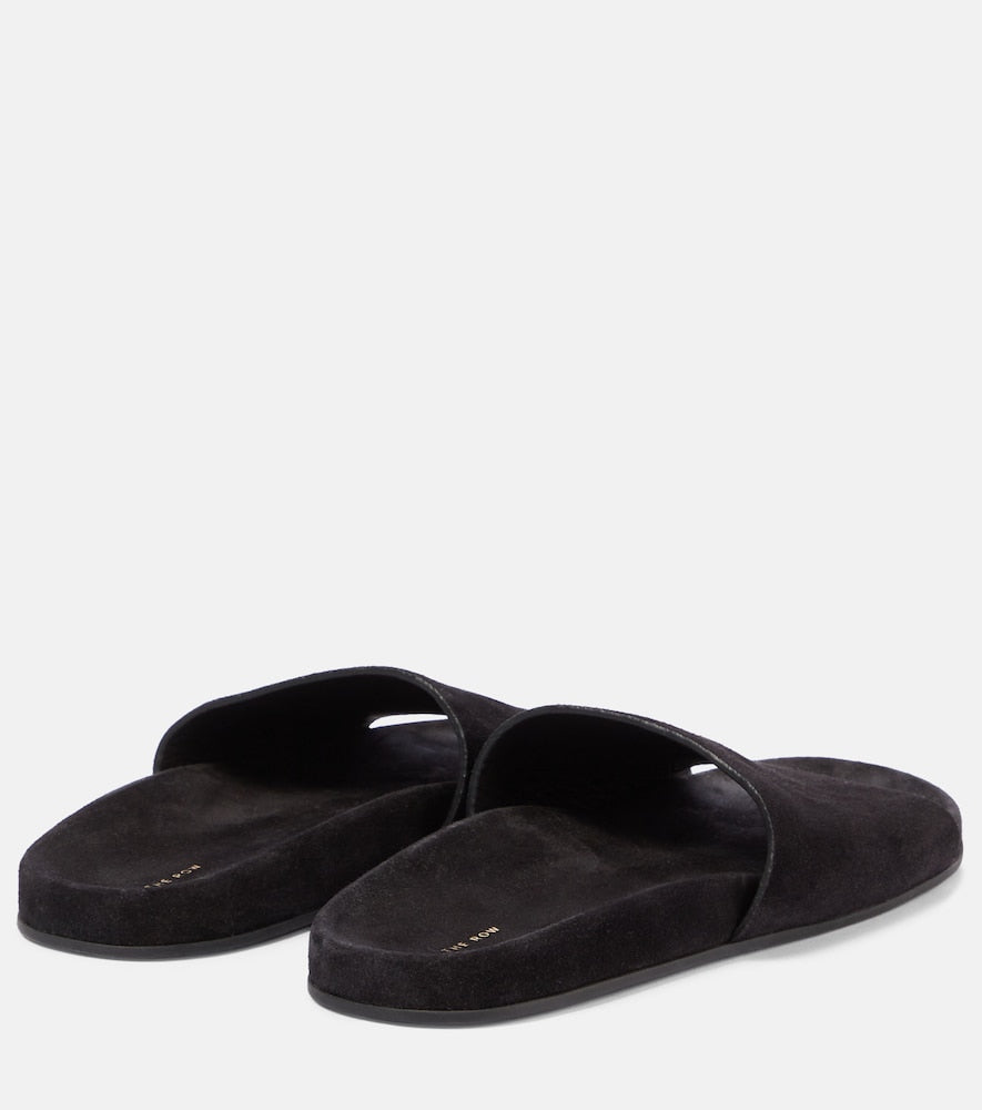 Black The Row Hugh suede slides - Slides