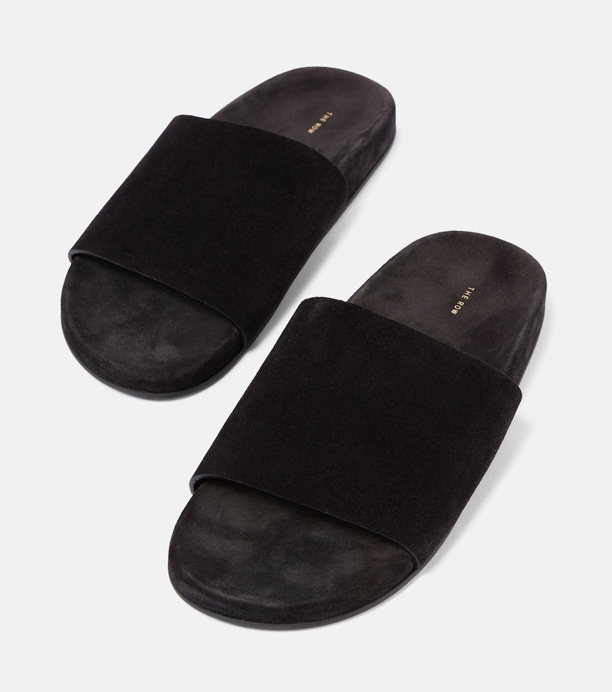 Black The Row Hugh suede slides - Slides
