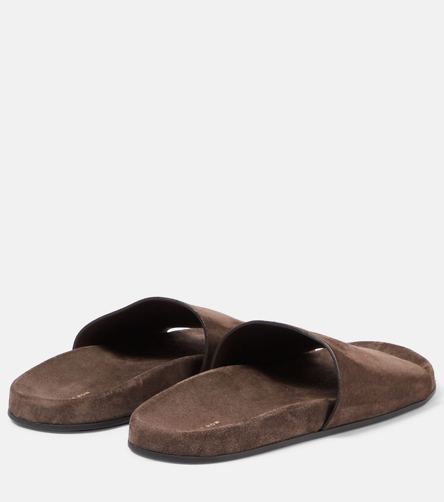 The Row Hugh suede slides in Brown - Slides