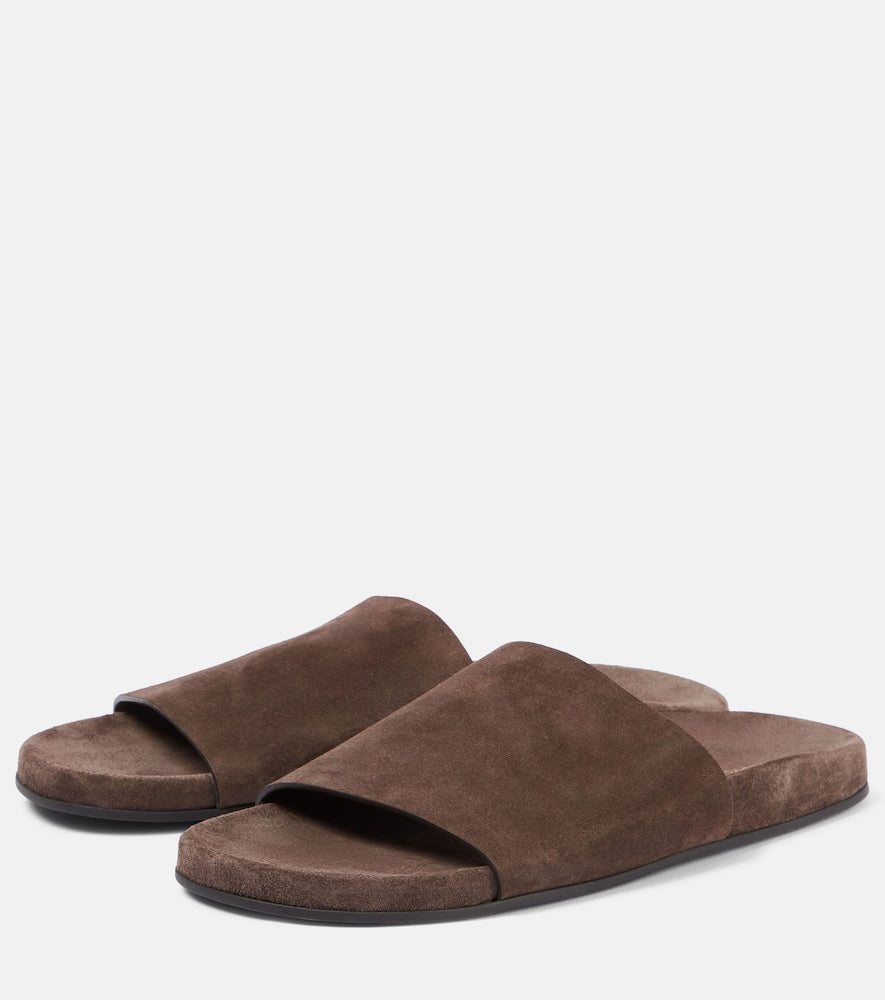 The Row Hugh suede slides in Brown - Slides